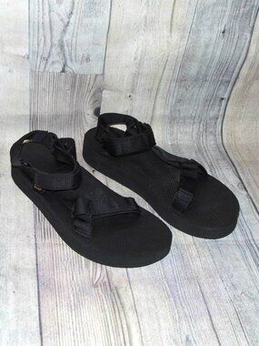 TEVA Midform Universal Black Platform Sandals Womens Size 9